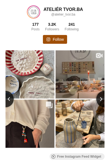 Instagram profil ATELIÉR TVOR.BA