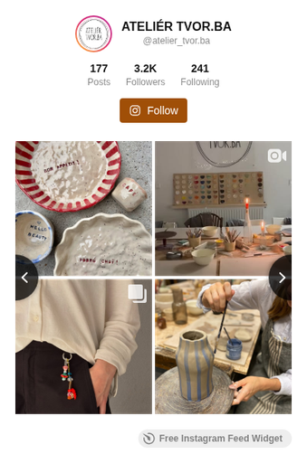 Instagram profil ATELIÉR TVOR.BA
